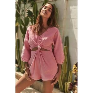 Free People Knotty But Nice Romper in Pink Rose Bonbon